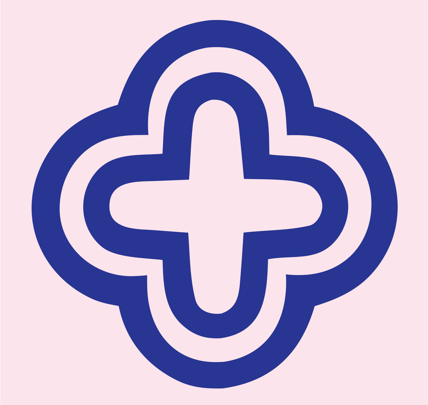 Bold Quatrefoil Cross Badge #fce4ec/#283593