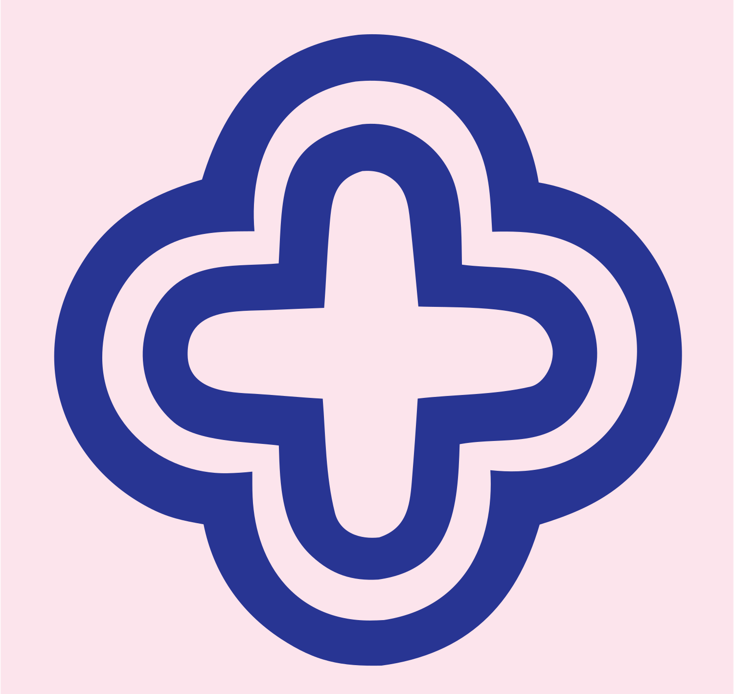 Bold Quatrefoil Cross Badge #fce4ec/#283593