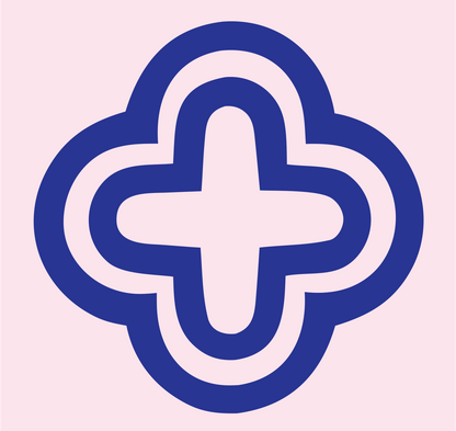 Bold Quatrefoil Cross Badge #fce4ec/#283593