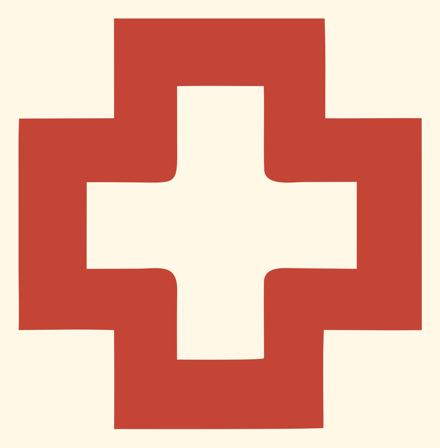 Negative Space Double Cross Logo #fff8e7/#c44536
