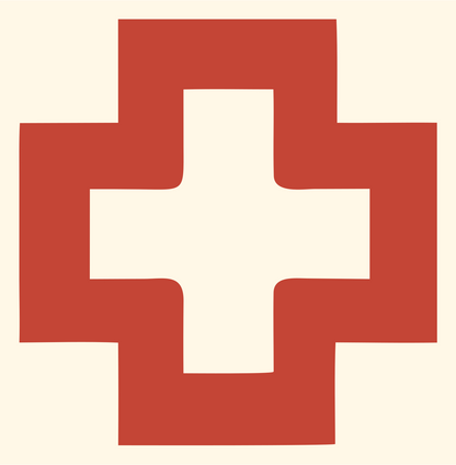 Negative Space Double Cross Logo #fff8e7/#c44536