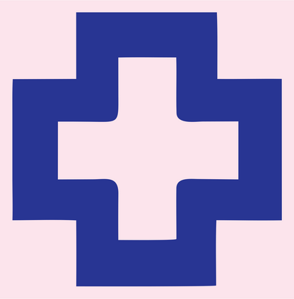 Negative Space Double Cross Logo #fce4ec/#283593
