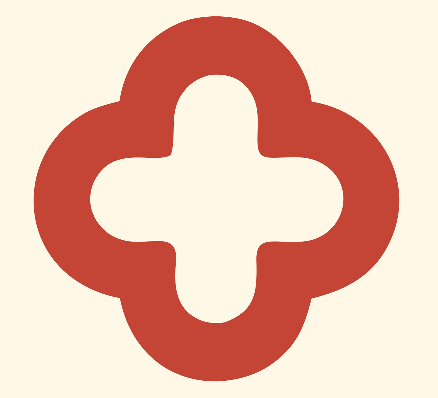 Quatrefoil Cross Negative Space Mark #fff8e7/#c44536