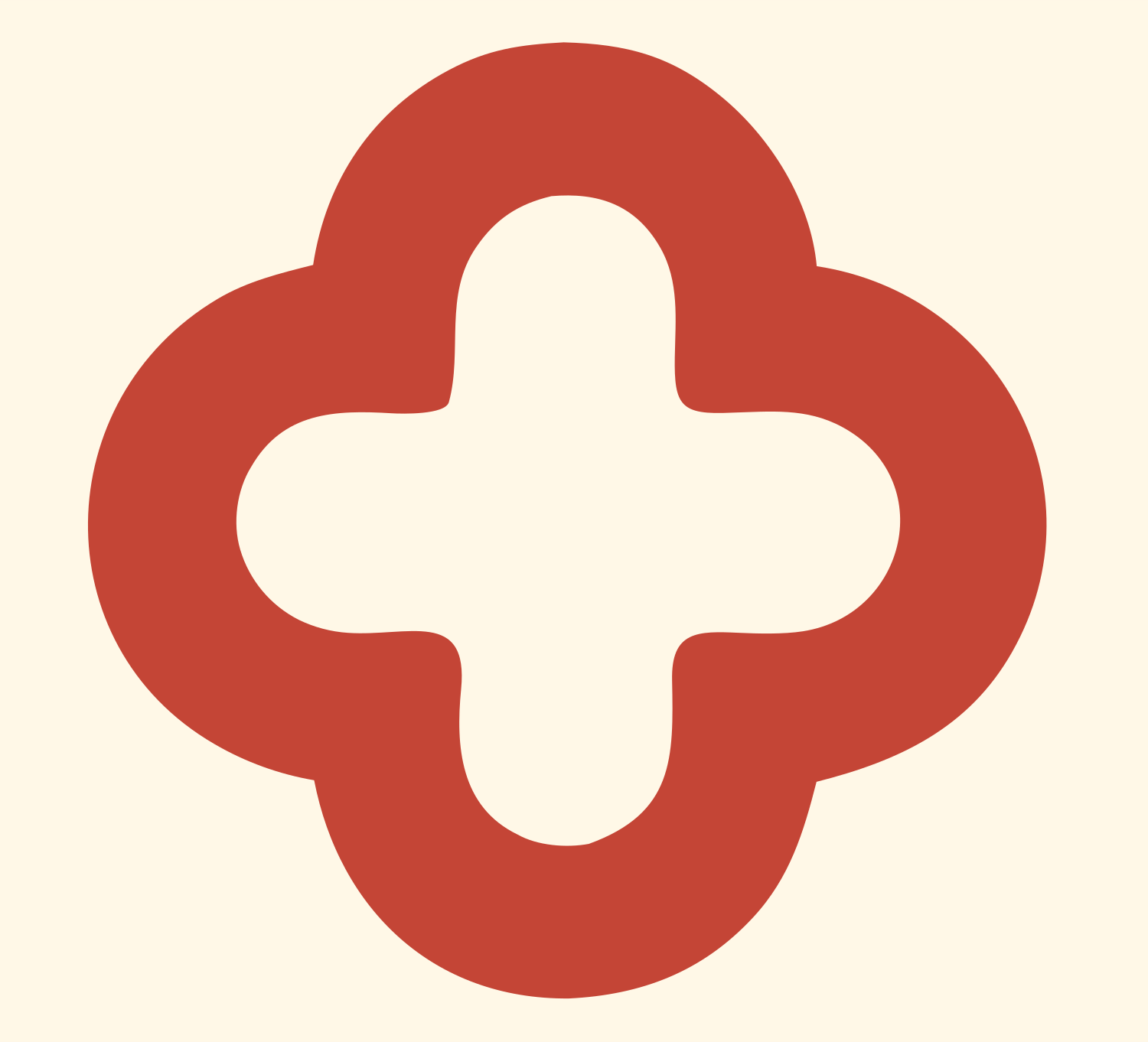 Quatrefoil Cross Negative Space Mark #fff8e7/#c44536