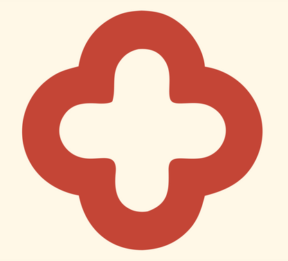Quatrefoil Cross Negative Space Mark #fff8e7/#c44536