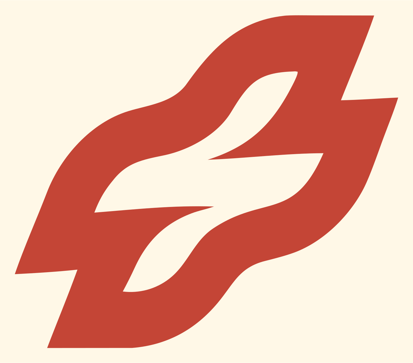 Monoline Ribbon Cross Logo #fff8e7/#c44536