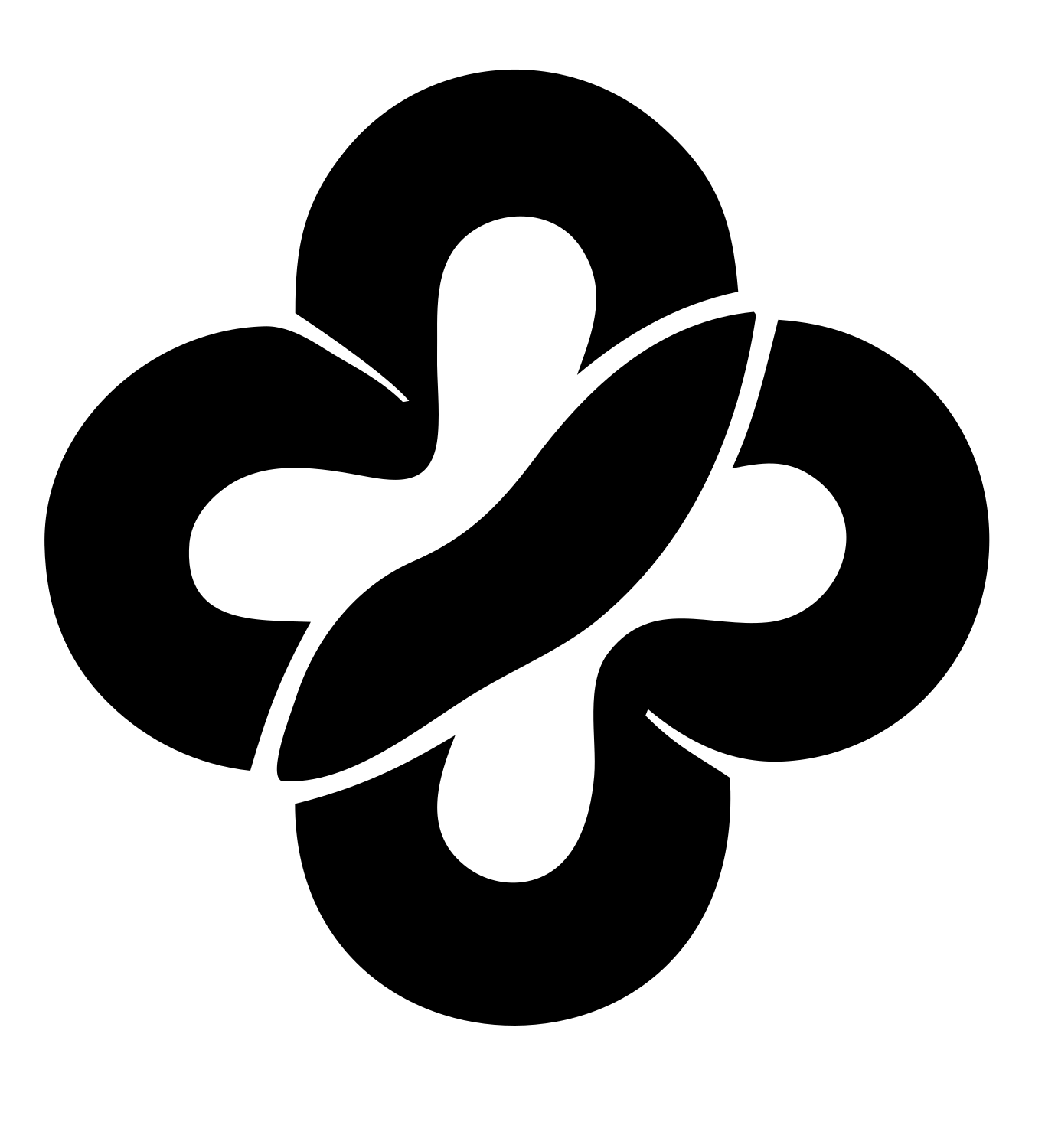 Monoline Knotted Cross Badge #ffffff/#000000