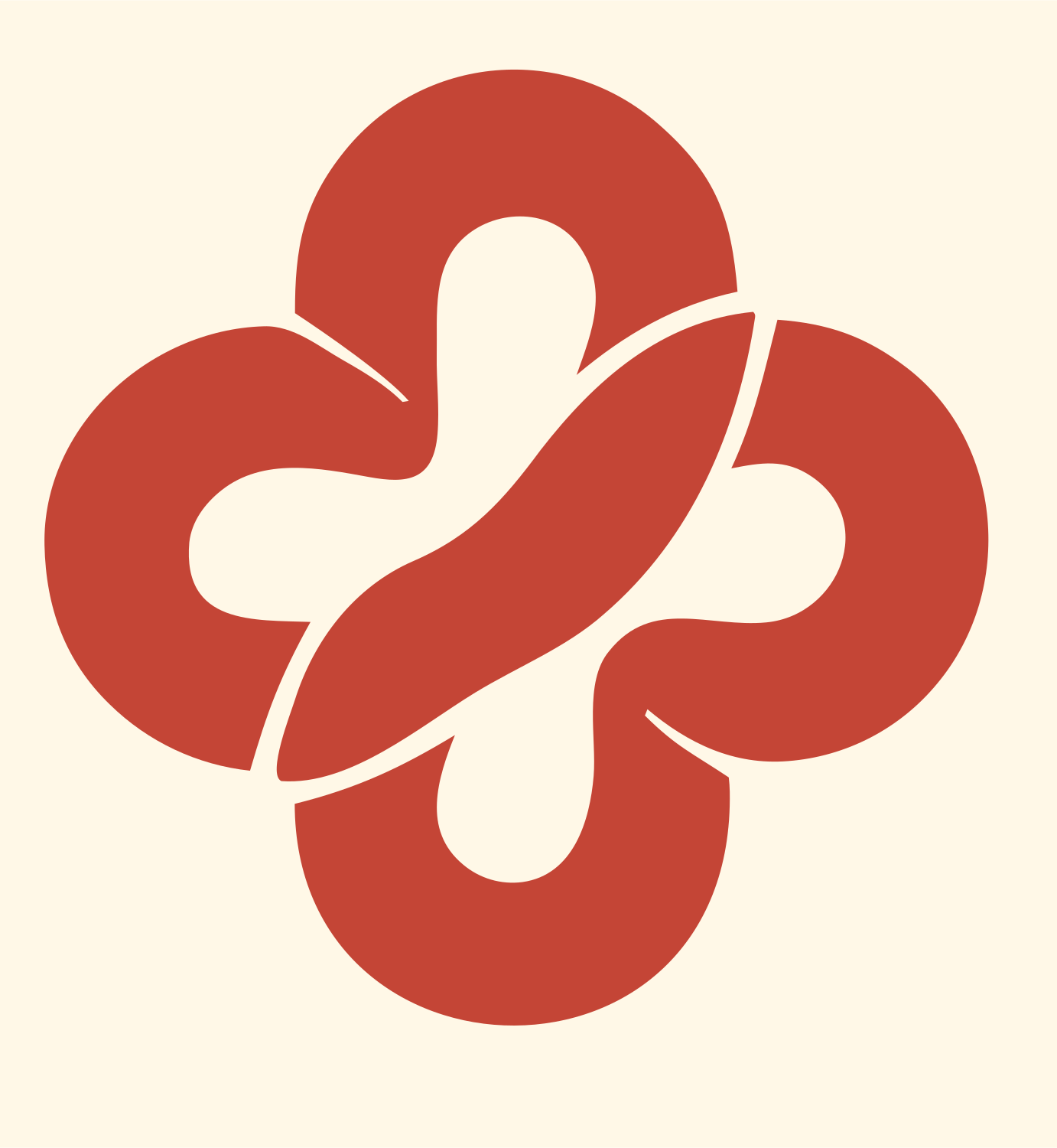 Monoline Knotted Cross Badge #fff8e7/#c44536