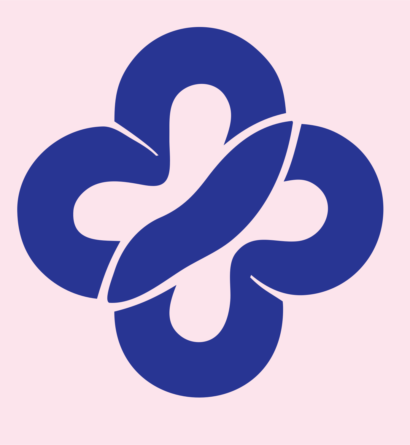 Monoline Knotted Cross Badge #fce4ec/#283593