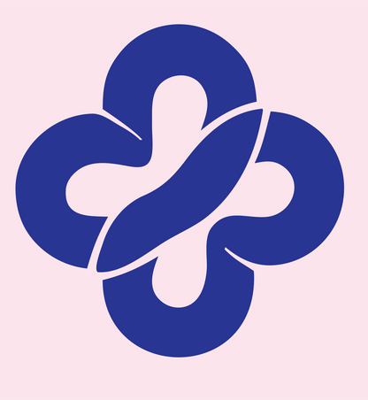 Monoline Knotted Cross Badge #fce4ec/#283593