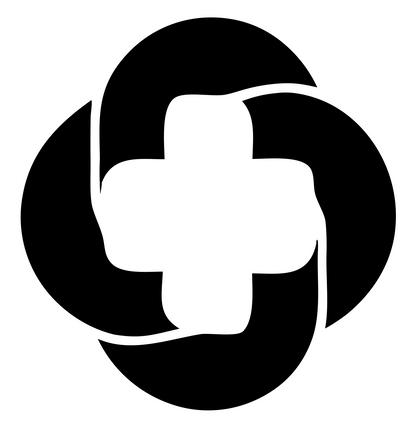 Rotating Orbit Cross Badge #ffffff/#000000