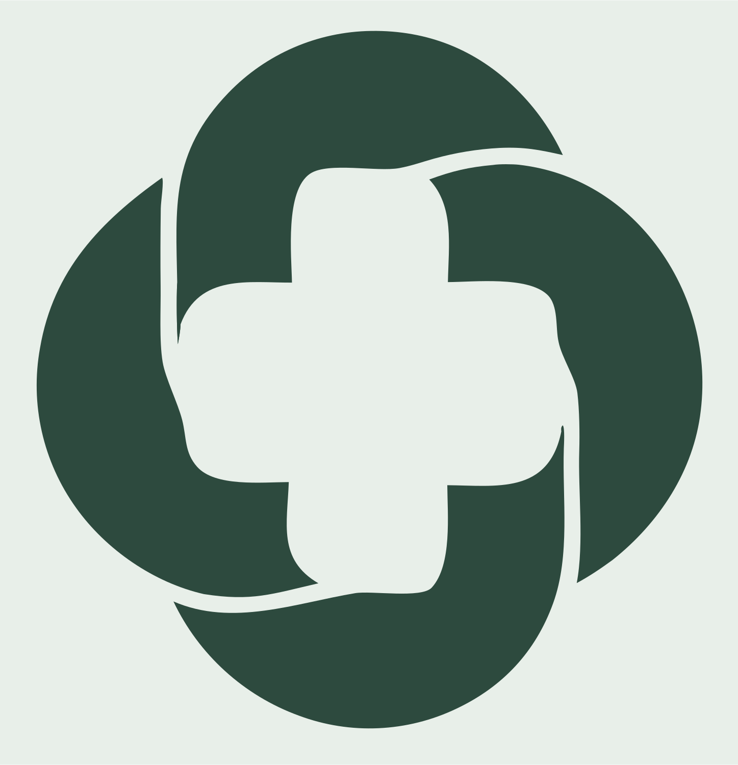 Rotating Orbit Cross Badge #e8efe9/#2d4a3e