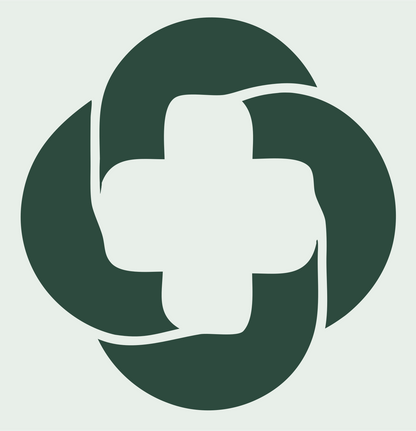 Rotating Orbit Cross Badge #e8efe9/#2d4a3e