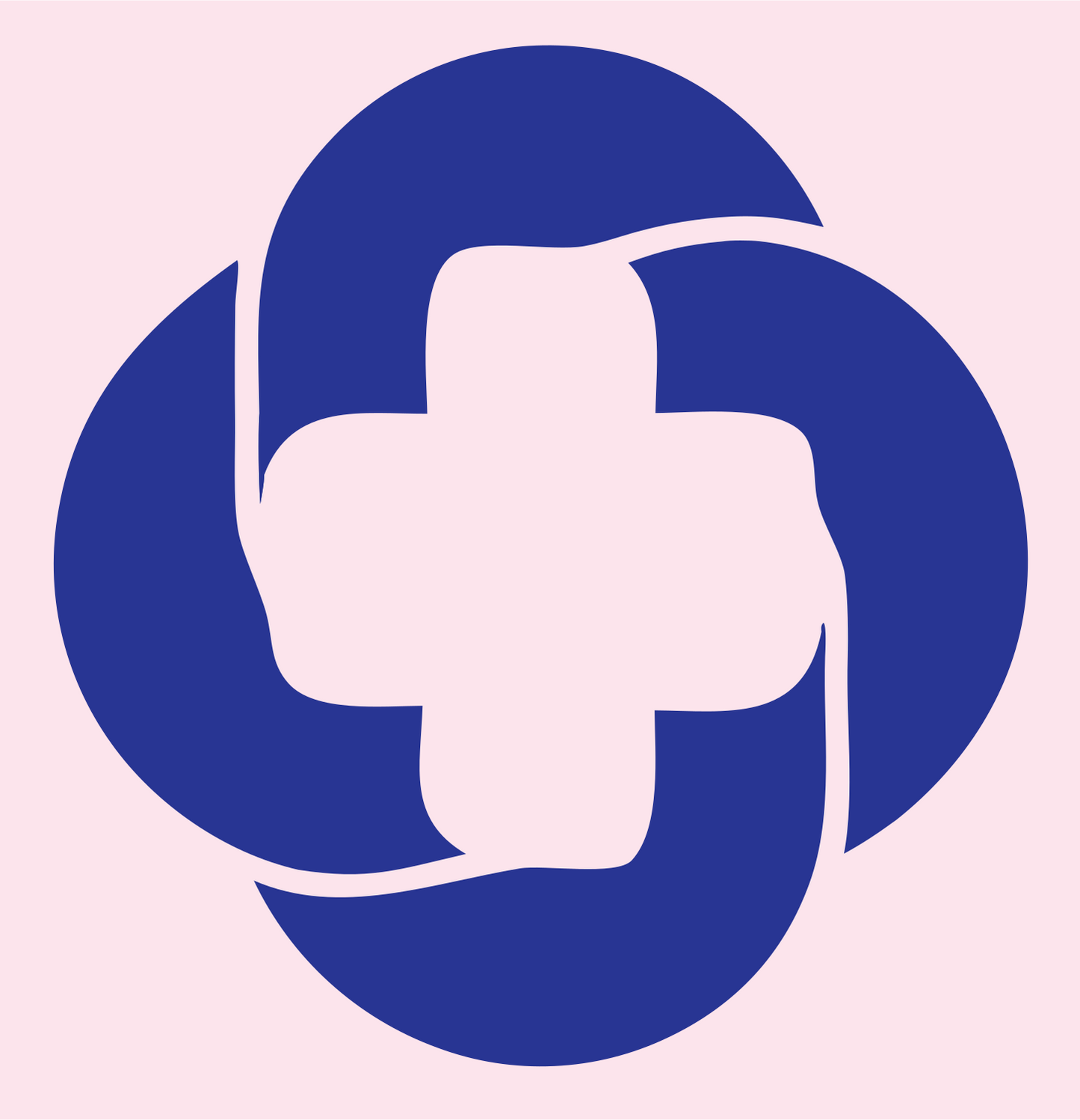 Rotating Orbit Cross Badge #fce4ec/#283593