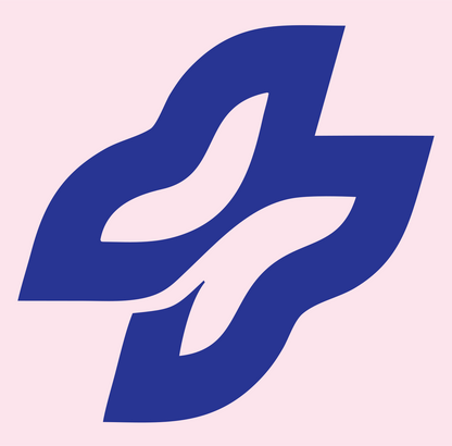 Twisted Ribbon Cross Mark #fce4ec/#283593