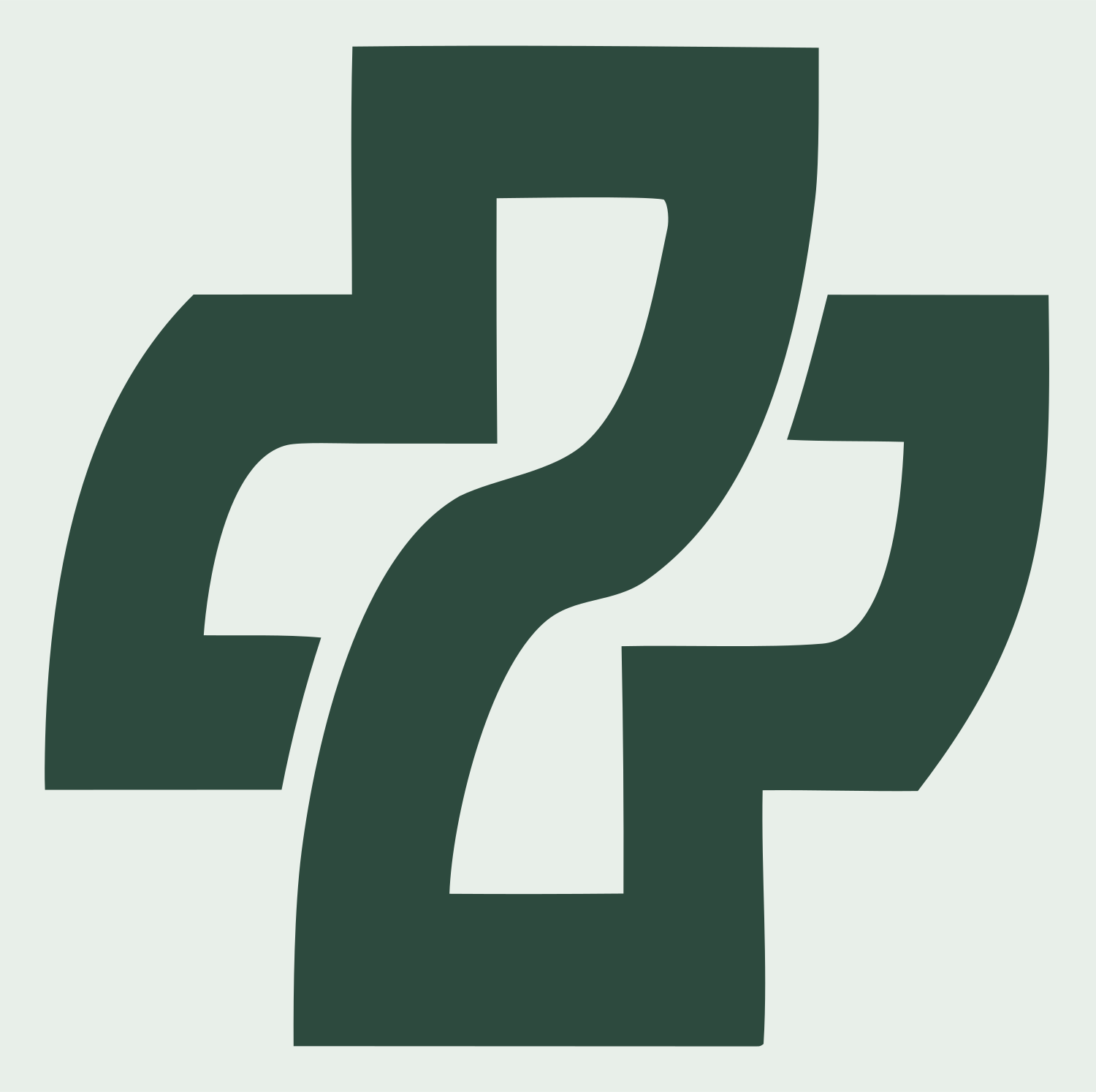 Twisted Cross Negative Space Mark #e8efe9/#2d4a3e