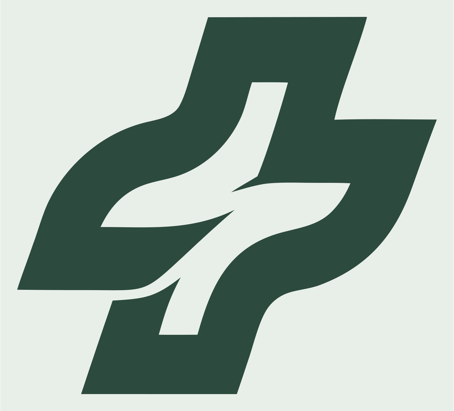 Dynamic Wave Cross Logo #e8efe9/#2d4a3e
