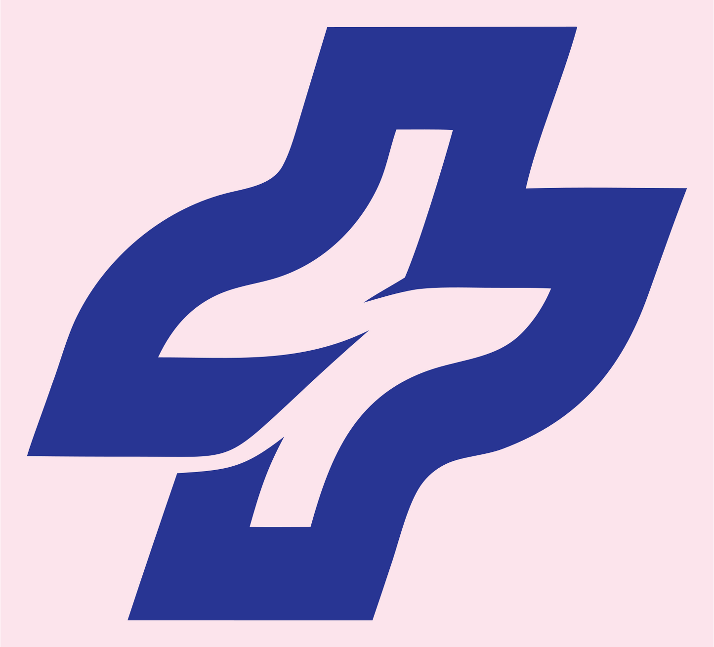 Dynamic Wave Cross Logo #fce4ec/#283593