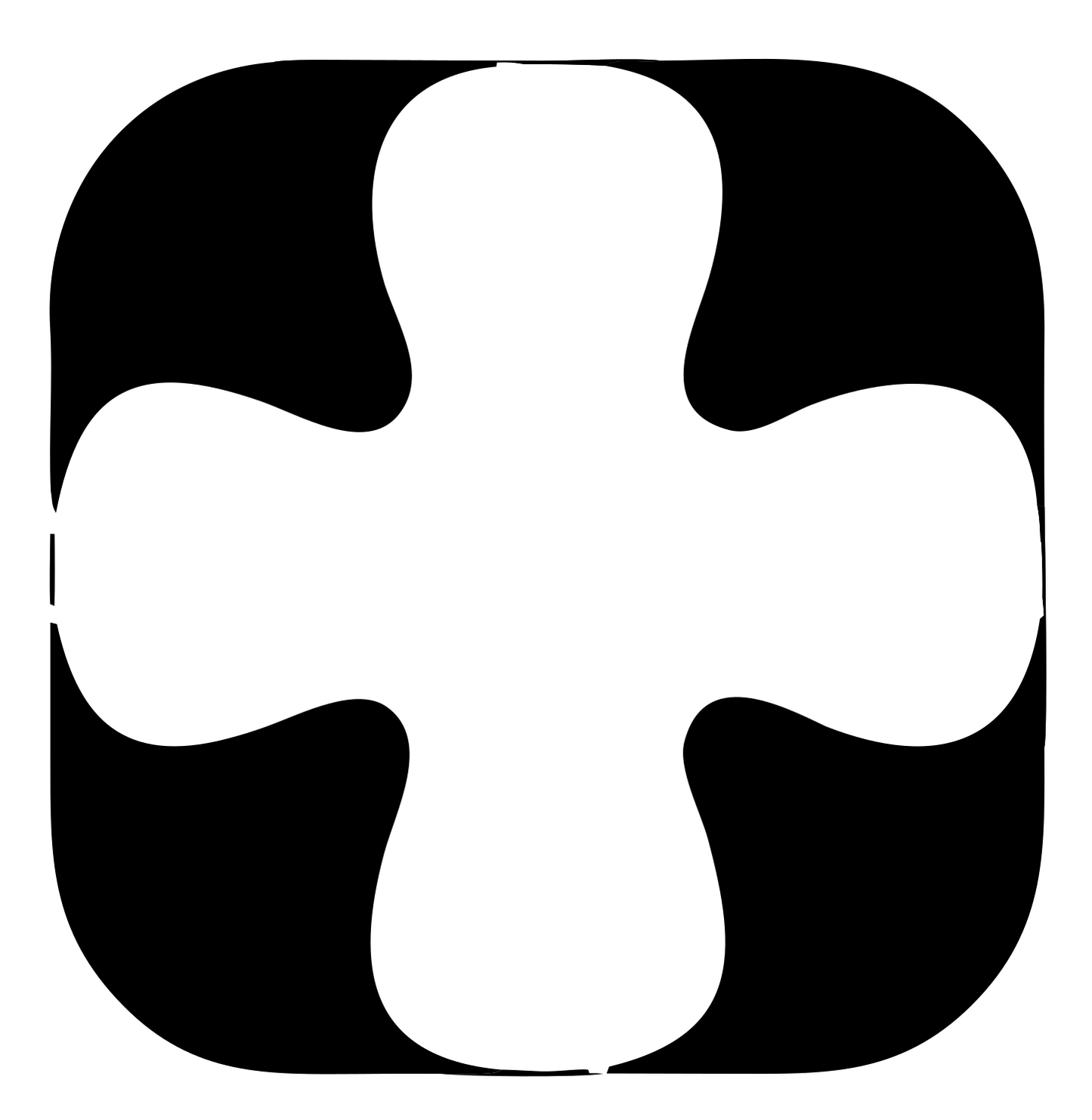 Negative Space Rounded Cross Badge #ffffff/#000000