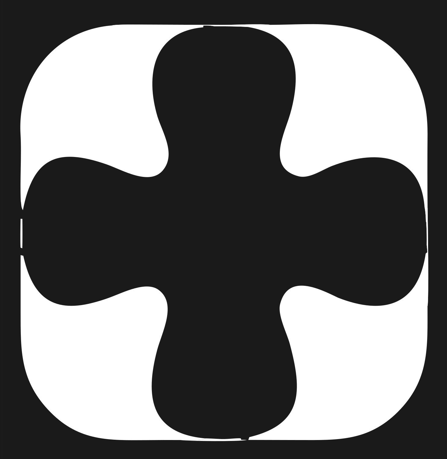 Negative Space Rounded Cross Badge #1a1a1a/#ffffff