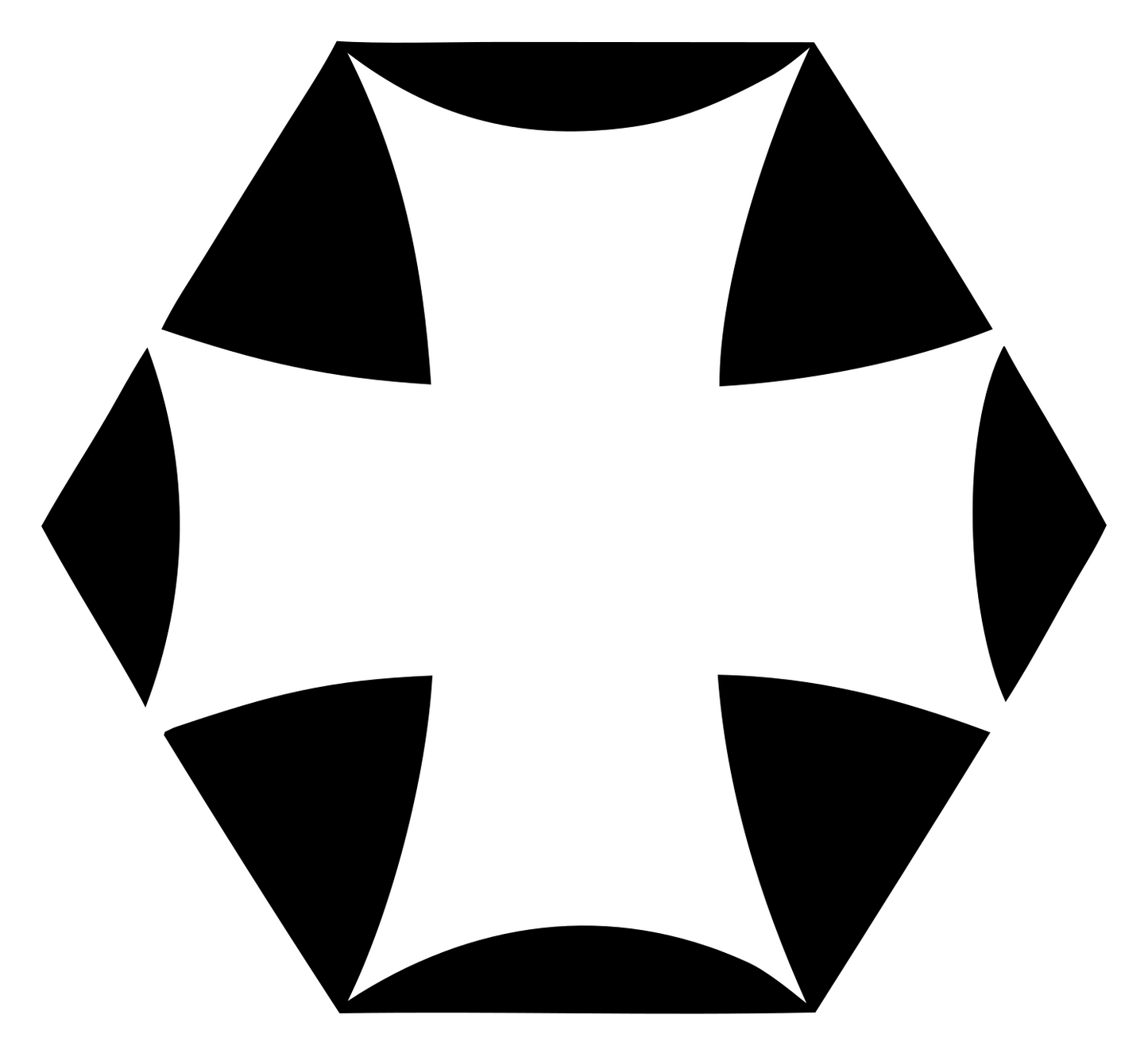 Negative Space Hexagon Cross Mark #ffffff/#000000