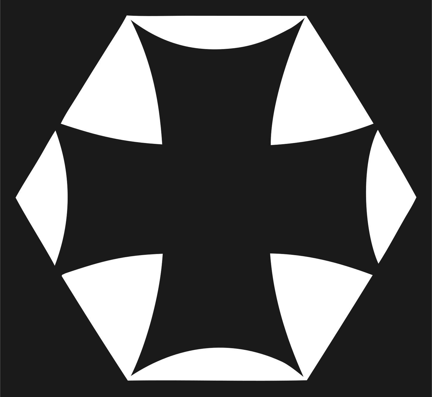 Negative Space Hexagon Cross Mark #1a1a1a/#ffffff