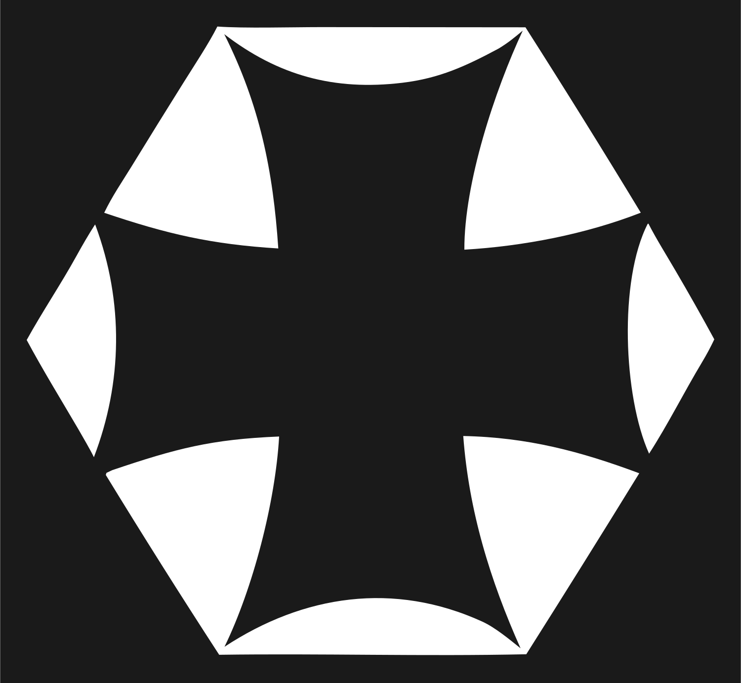 Negative Space Hexagon Cross Mark #1a1a1a/#ffffff