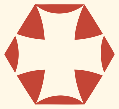 Negative Space Hexagon Cross Mark #fff8e7/#c44536