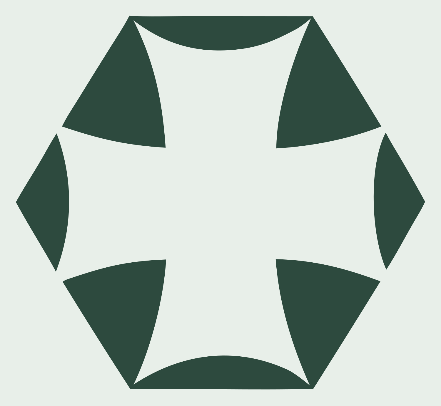Negative Space Hexagon Cross Mark #e8efe9/#2d4a3e