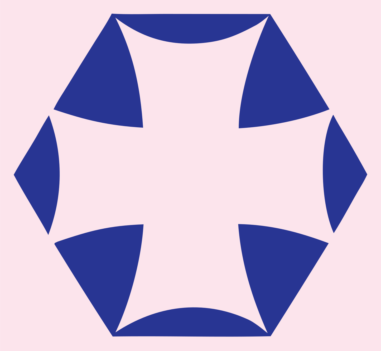 Negative Space Hexagon Cross Mark #fce4ec/#283593
