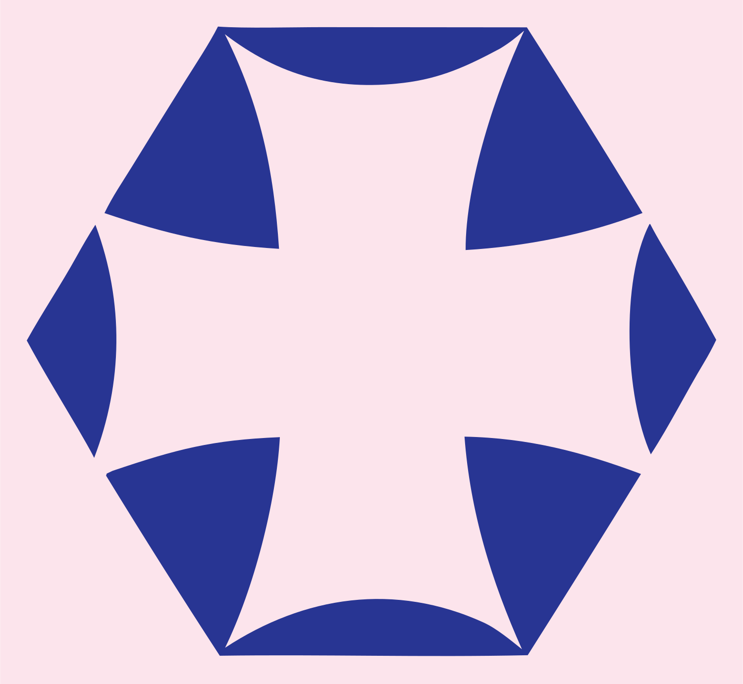 Negative Space Hexagon Cross Mark #fce4ec/#283593