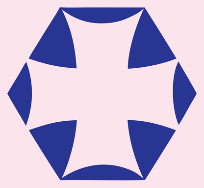 Negative Space Hexagon Cross Mark #fce4ec/#283593