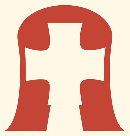 Negative Space Arch Cross Logo #fff8e7/#c44536
