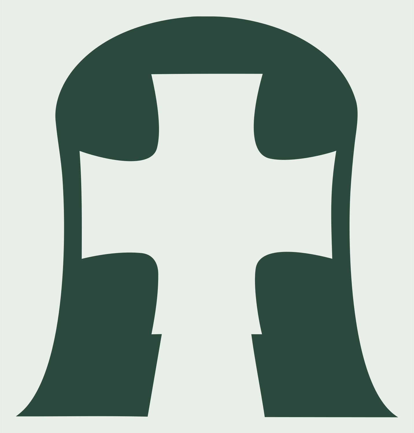 Negative Space Arch Cross Logo #e8efe9/#2d4a3e