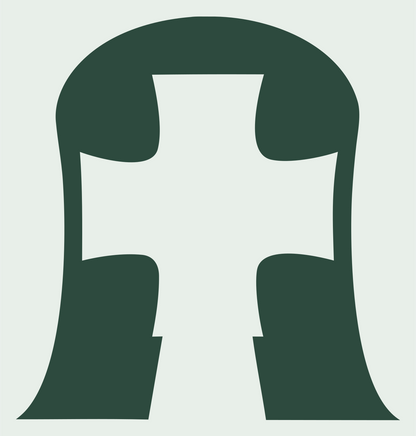 Negative Space Arch Cross Logo #e8efe9/#2d4a3e