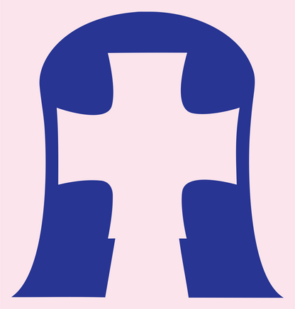 Negative Space Arch Cross Logo #fce4ec/#283593
