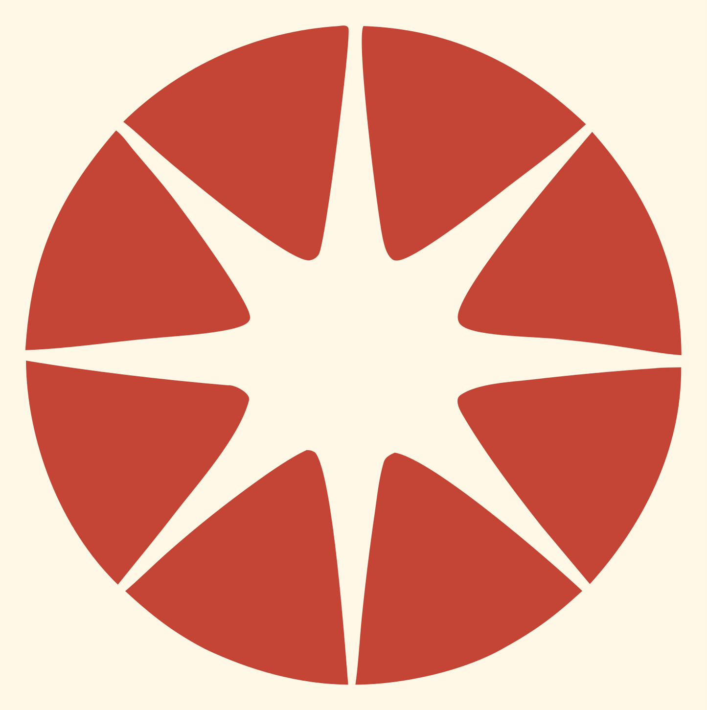 Negative Space Star Circle Badge #fff8e7/#c44536