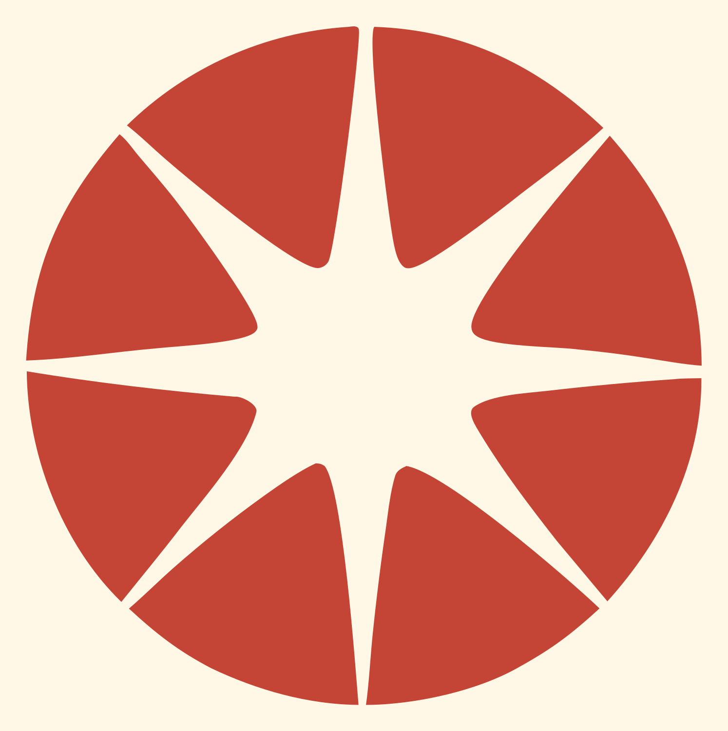 Negative Space Star Circle Badge #fff8e7/#c44536
