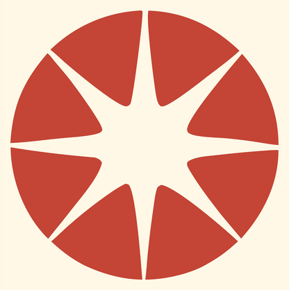 Negative Space Star Circle Badge #fff8e7/#c44536