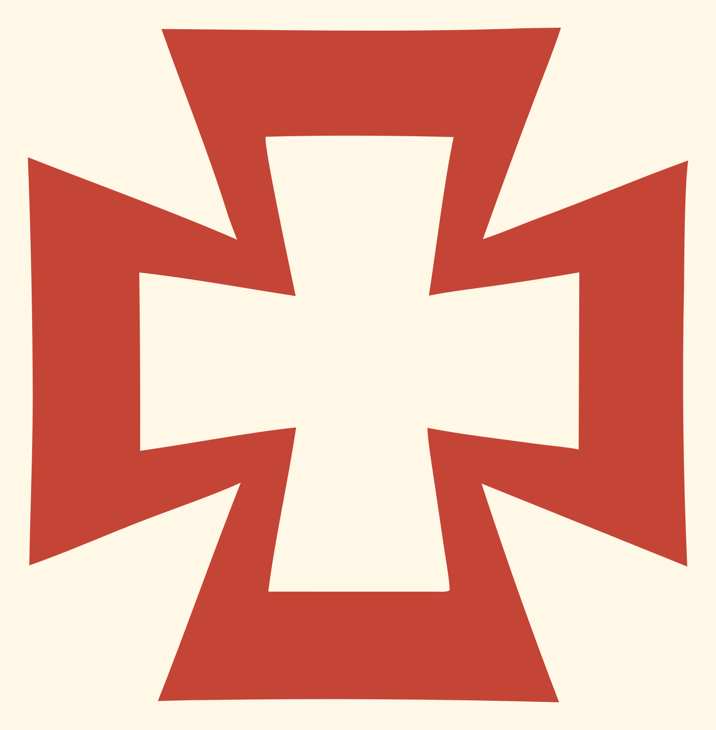 Negative Space Iron Cross Logo #fff8e7/#c44536