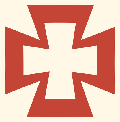 Negative Space Iron Cross Logo #fff8e7/#c44536