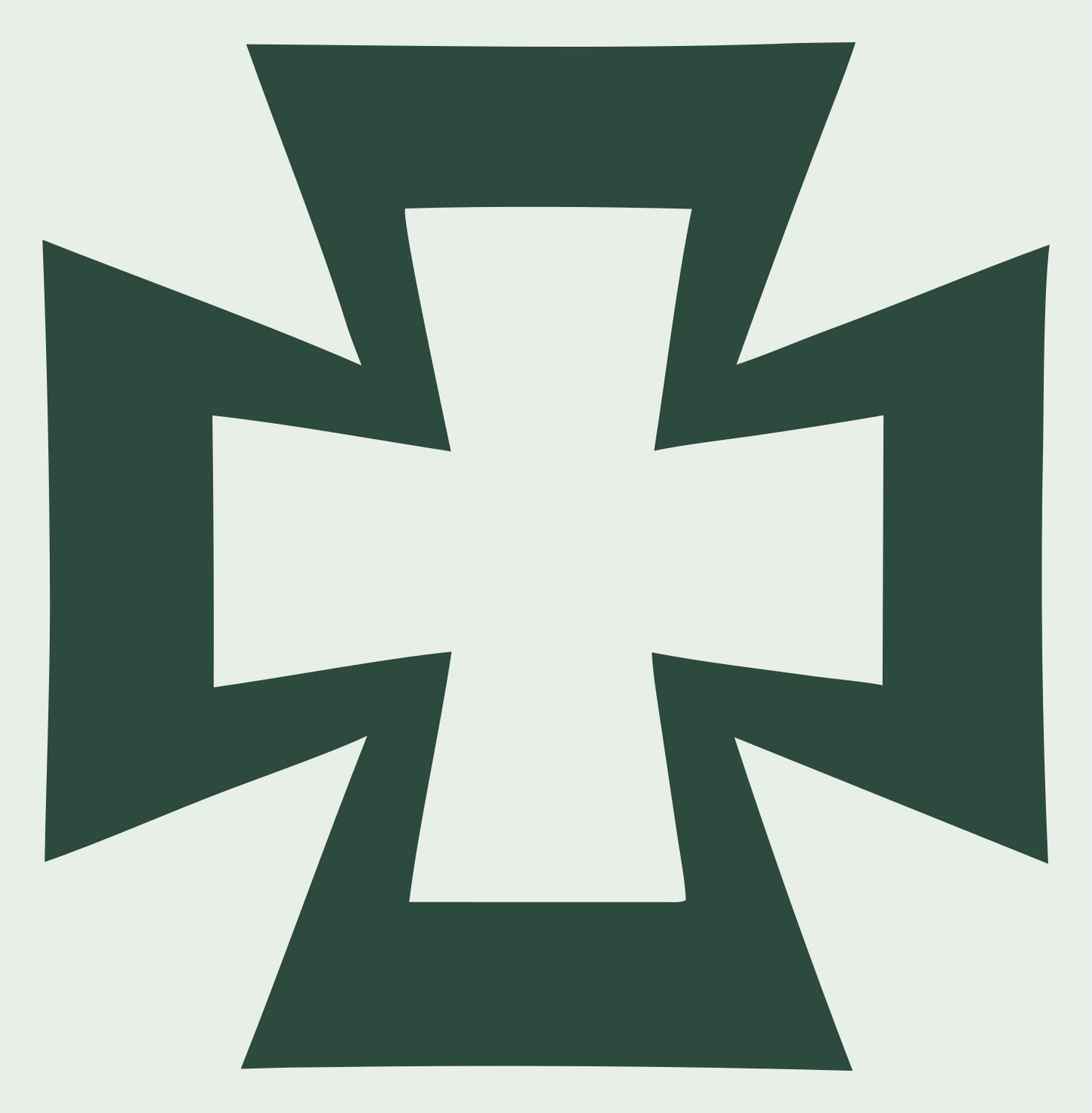 Negative Space Iron Cross Logo #e8efe9/#2d4a3e