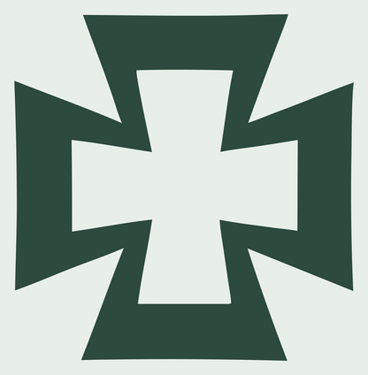 Negative Space Iron Cross Logo #e8efe9/#2d4a3e