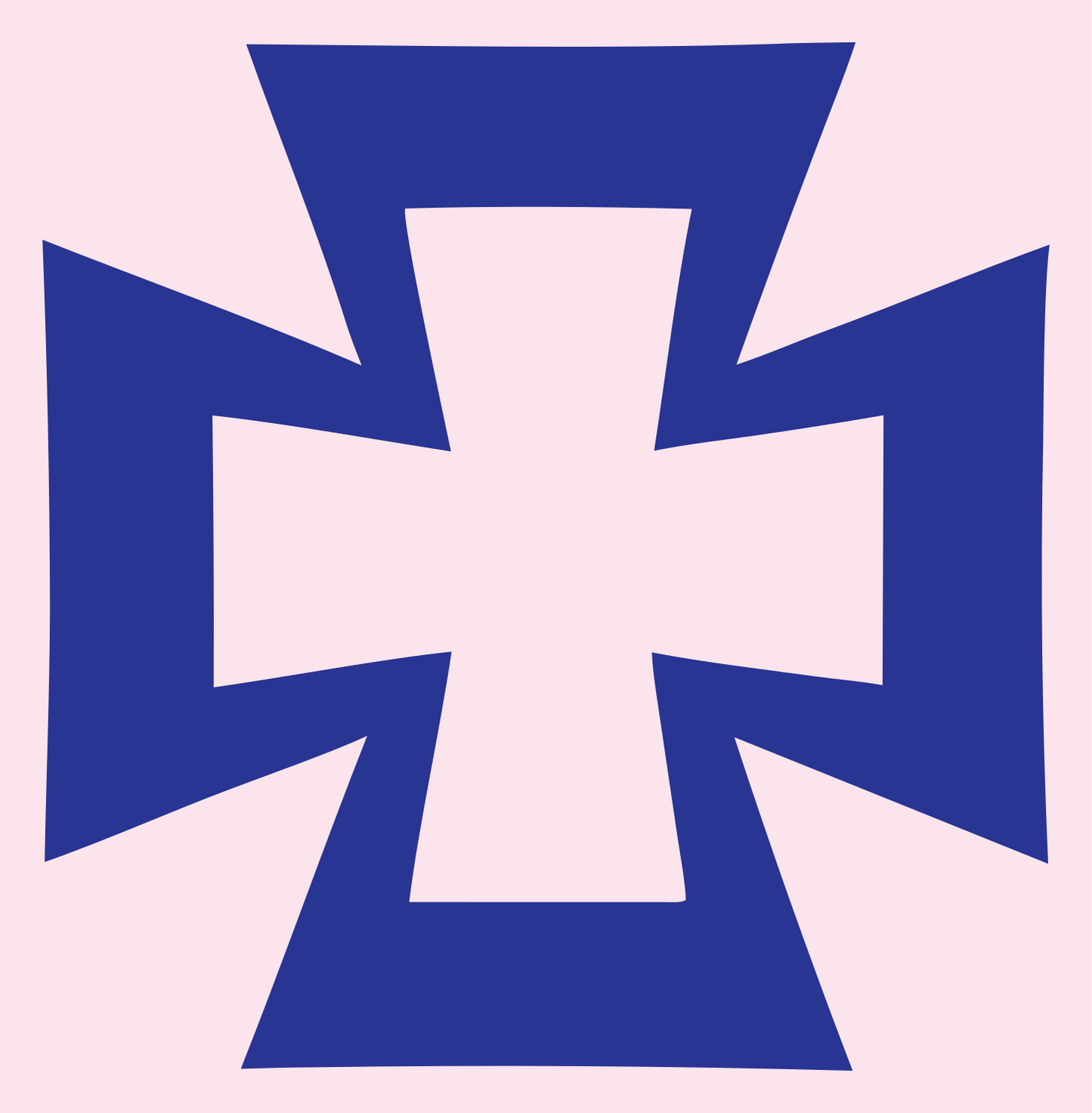 Negative Space Iron Cross Logo #fce4ec/#283593