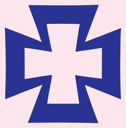 Negative Space Iron Cross Logo #fce4ec/#283593