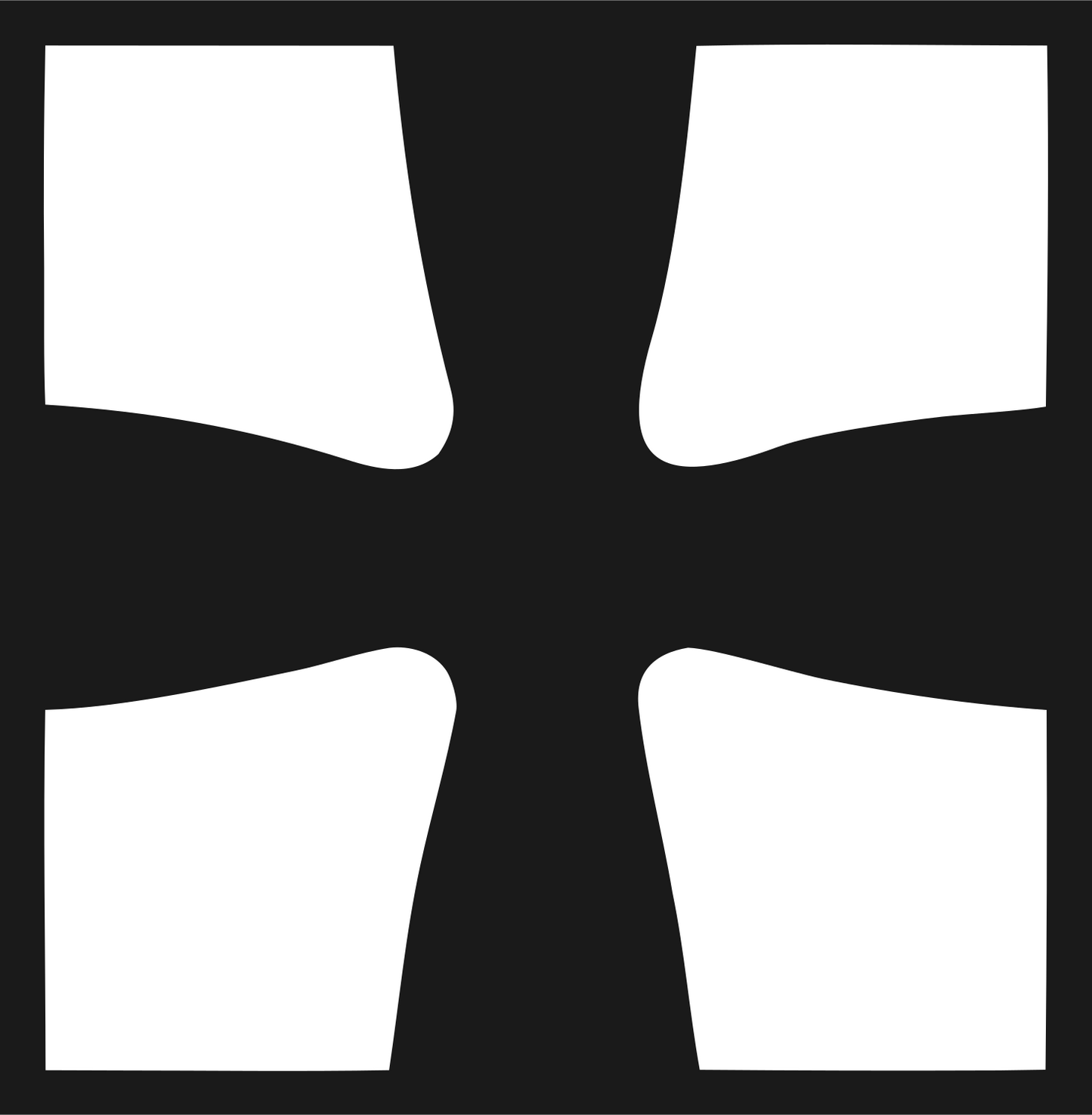 Negative Space Four-Corner Cross Mark #1a1a1a/#ffffff