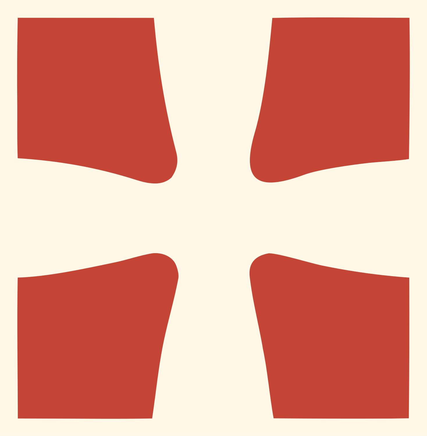 Negative Space Four-Corner Cross Mark #fff8e7/#c44536