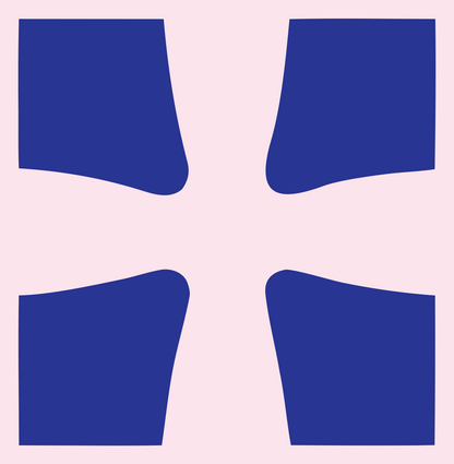 Negative Space Four-Corner Cross Mark #fce4ec/#283593