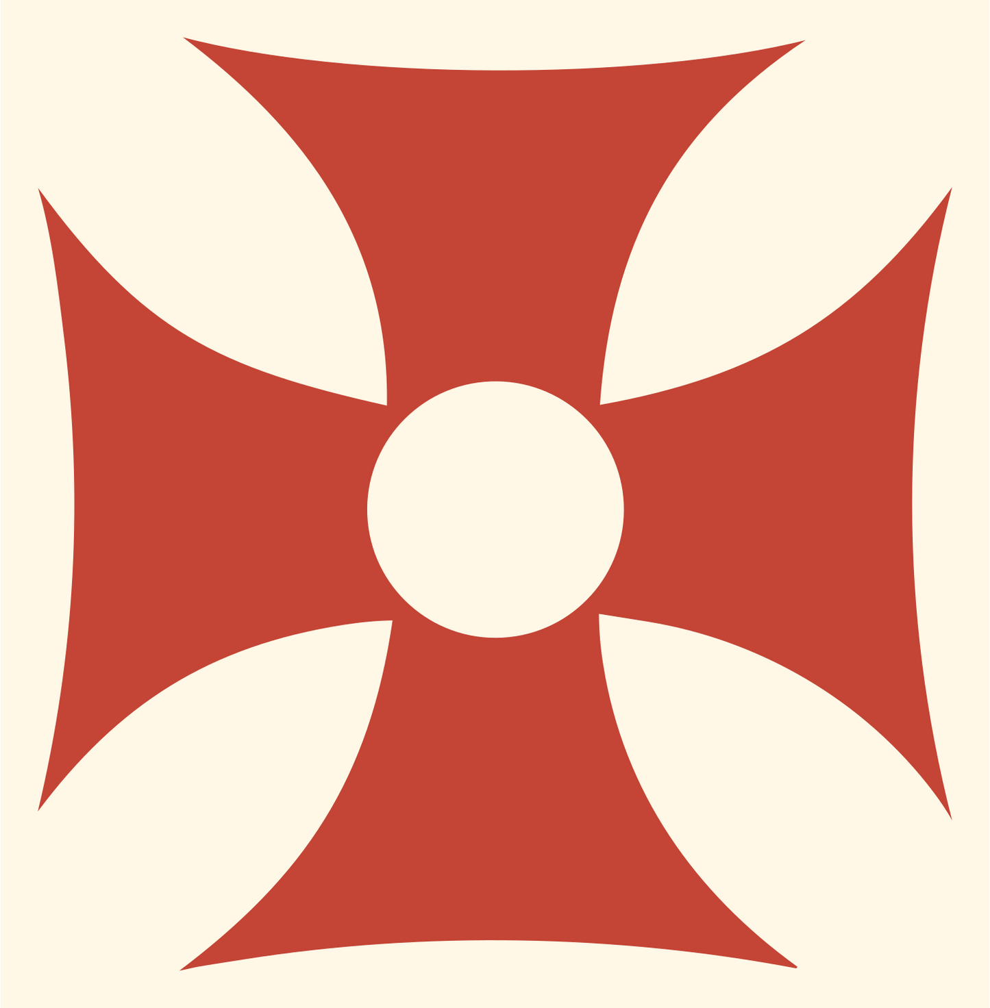 Maltese Cross Circle Crest #fff8e7/#c44536