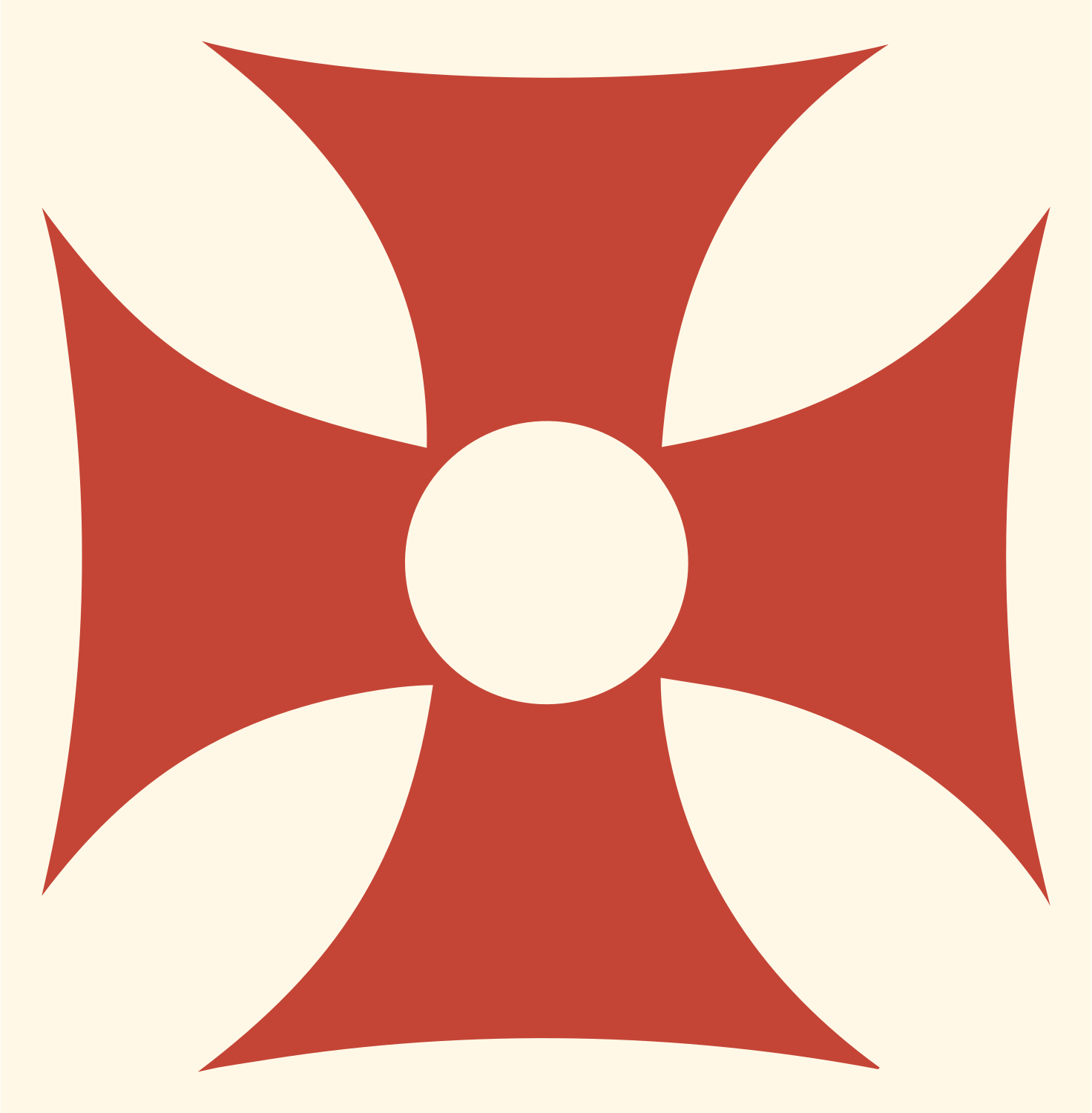 Maltese Cross Circle Crest #fff8e7/#c44536